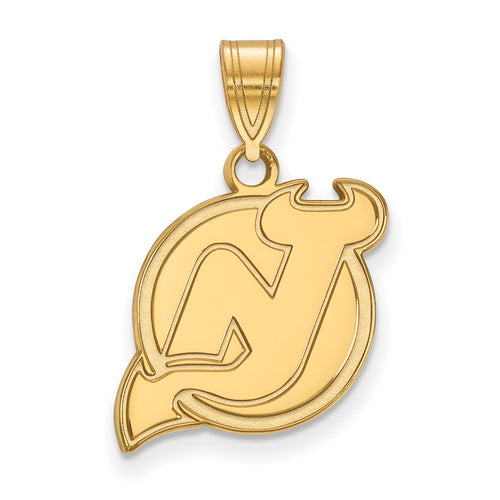 10k Gold NHL LogoArt New Jersey Devils Medium Pendant