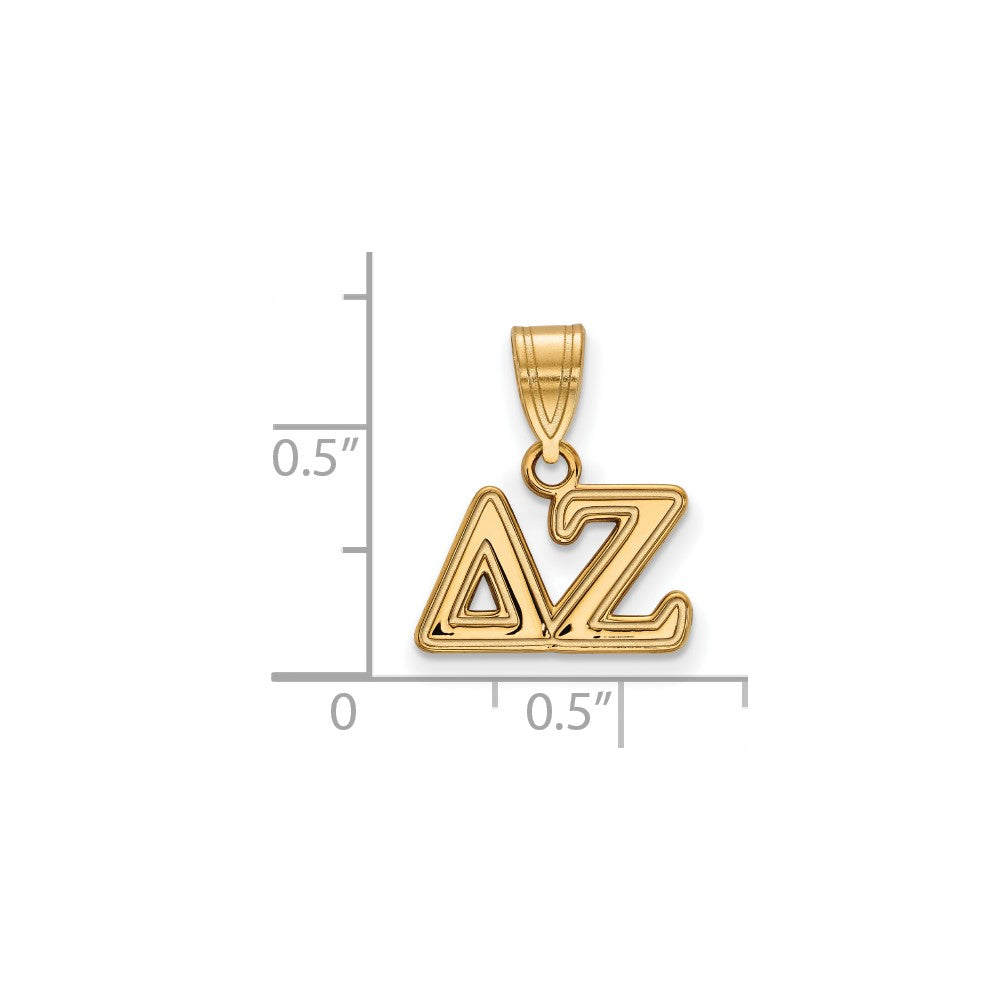 Sterling Silver Gold-plated LogoArt Delta Zeta Sorority Greek Letters Medium Pendant