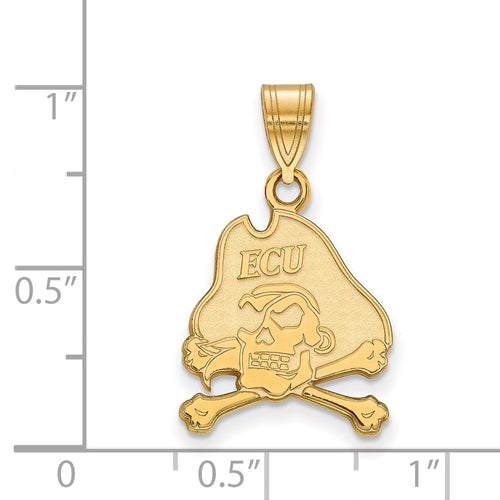 10k Gold LogoArt East Carolina University Pirate Medium Pendant