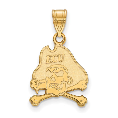 10k Gold LogoArt East Carolina University Pirate Medium Pendant