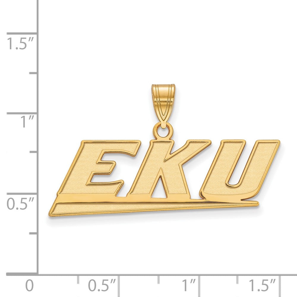 Sterling Silver Gold-plated LogoArt Eastern Kentucky University E-K-U Medium Pendant