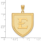 10k Gold LogoArt East Tennessee State University Letter E Shield Extra Large Pendant