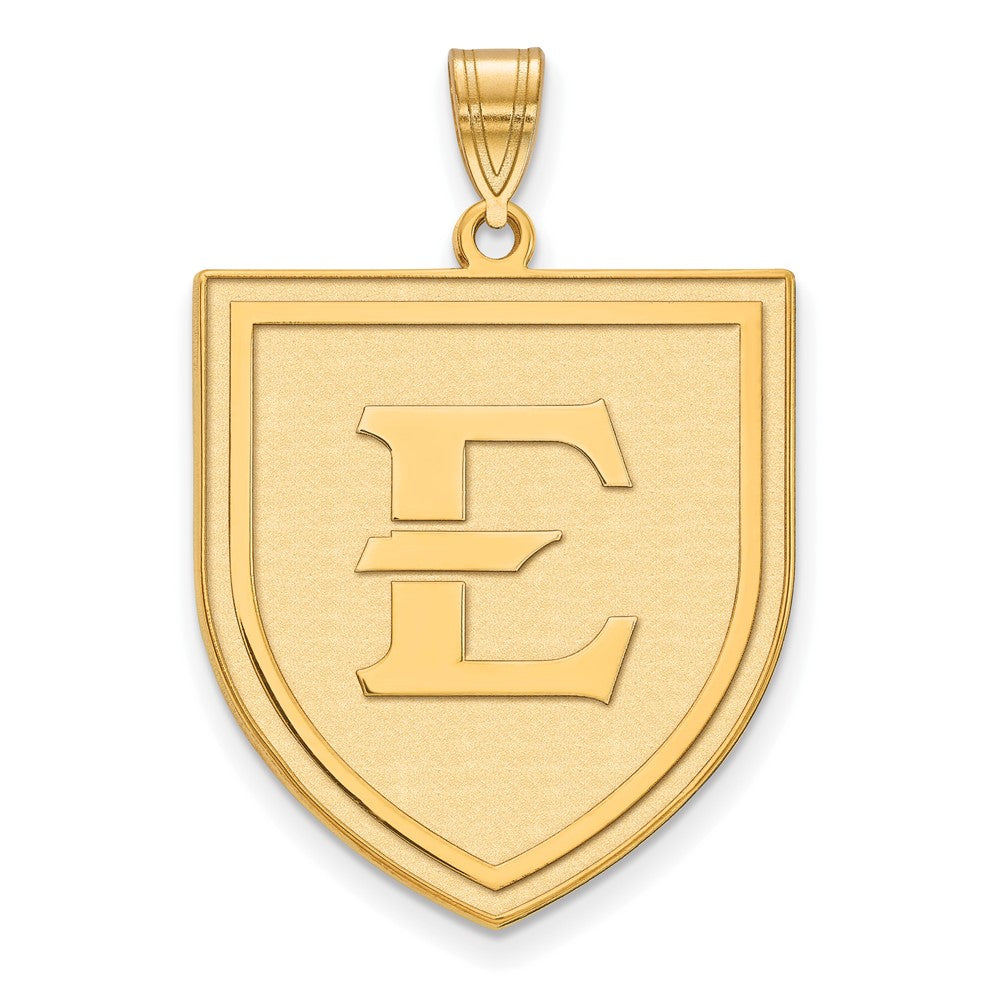Sterling Silver Gold-plated LogoArt East Tennessee State University Letter E Shield Extra Large Pendant