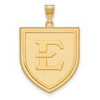 10k Gold LogoArt East Tennessee State University Letter E Shield Extra Large Pendant