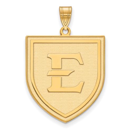 10k Gold LogoArt East Tennessee State University Letter E Shield Extra Large Pendant