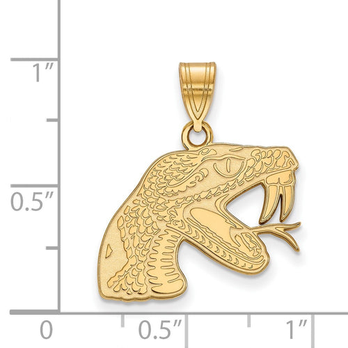 10k Gold LogoArt Florida A and M University Rattler Medium Pendant