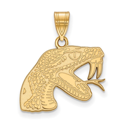 10k Gold LogoArt Florida A and M University Rattler Medium Pendant