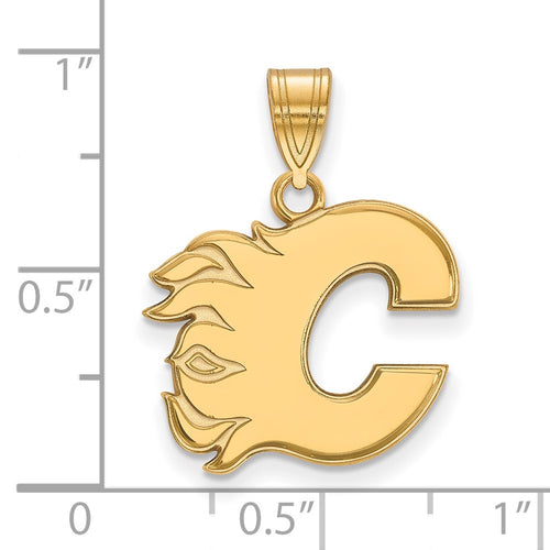 10k Gold NHL LogoArt Calgary Flames Letter C Medium Pendant