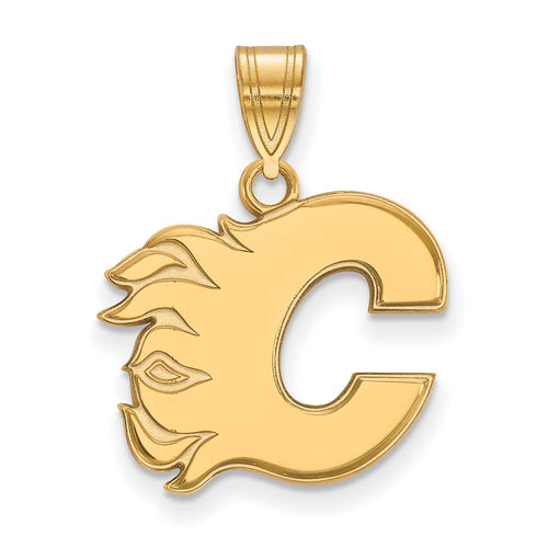 10k Gold NHL LogoArt Calgary Flames Letter C Medium Pendant