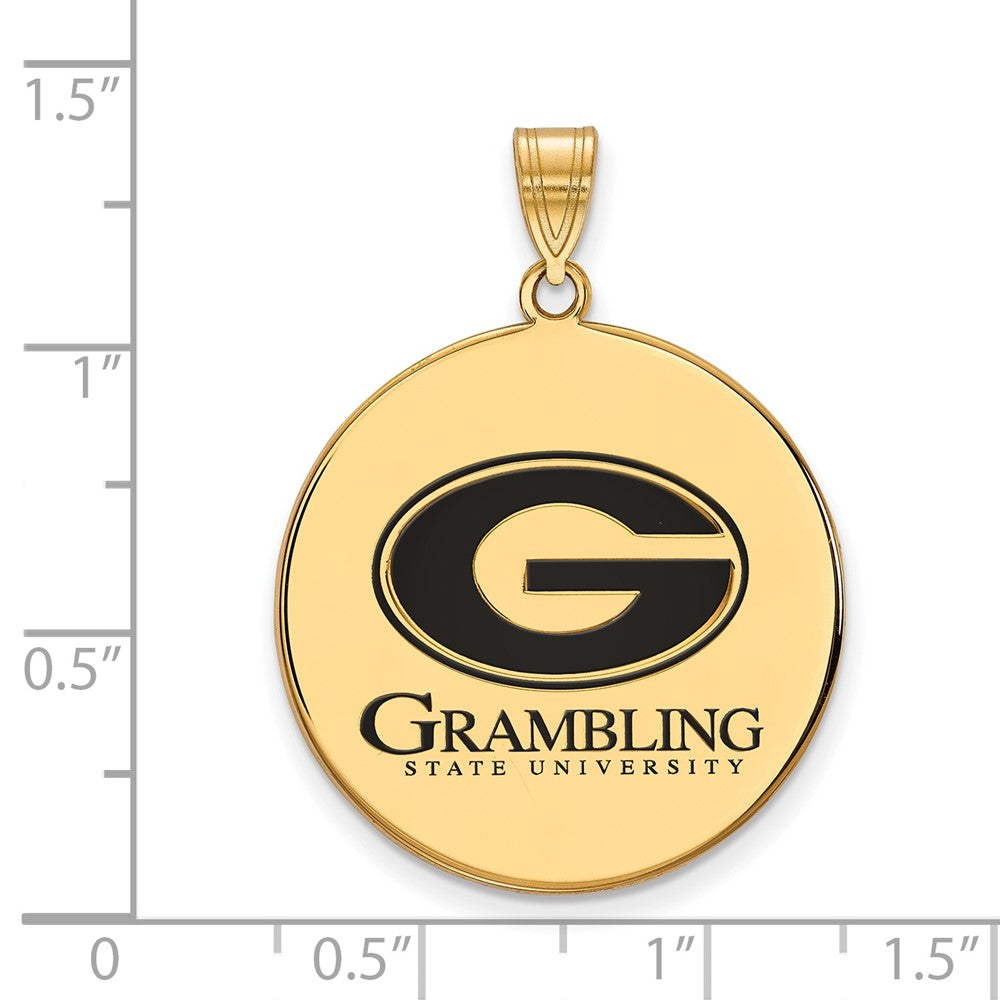 Sterling Silver Gold-plated LogoArt Grambling State University Extra Large Enameled Disc Pendant
