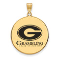 Sterling Silver Gold-plated LogoArt Grambling State University Extra Large Enameled Disc Pendant