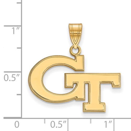 10k Gold LogoArt Georgia Institute of Technology G-T Medium Pendant