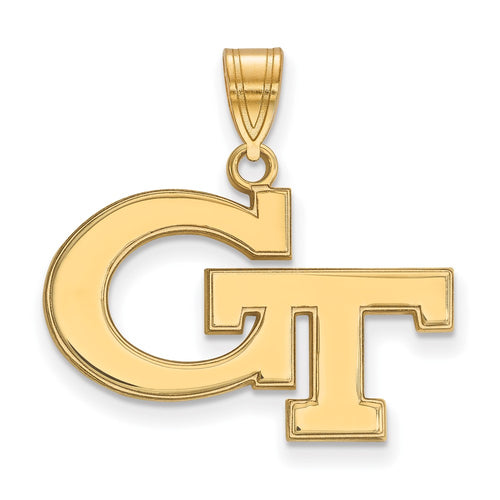 10k Gold LogoArt Georgia Institute of Technology G-T Medium Pendant