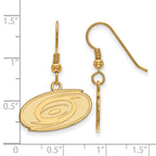 Sterling Silver Gold-plated NHL LogoArt Carolina Hurricanes Small Dangle Earrings