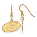 Sterling Silver Gold-plated NHL LogoArt Carolina Hurricanes Small Dangle Earrings