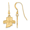 Sterling Silver Gold-plated LogoArt Indiana State University Sycamores Small Dangle Wire Earrings