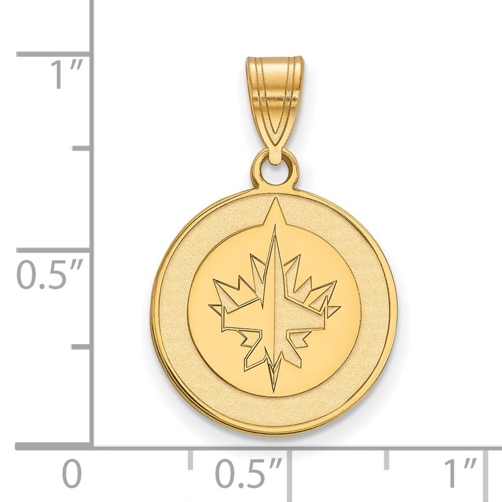 Sterling Silver Gold-plated NHL LogoArt Winnipeg Jets Medium Pendant