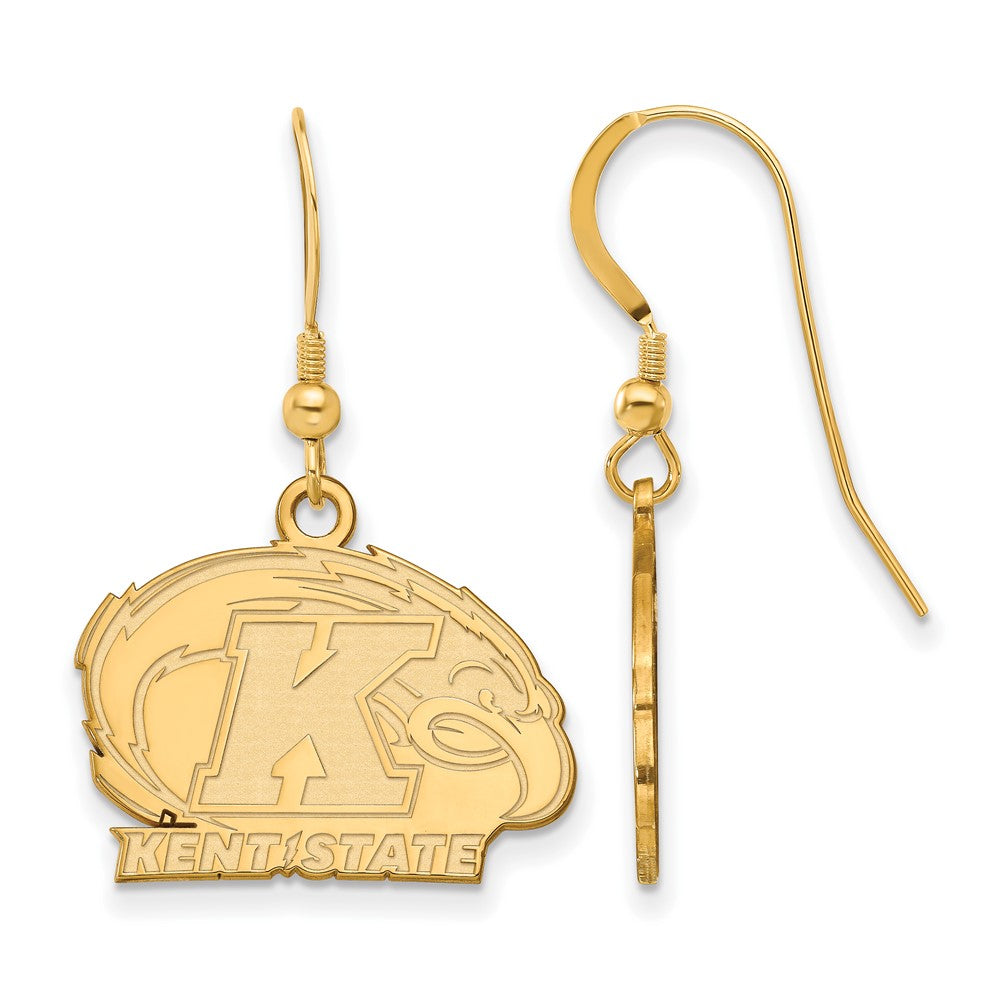 Sterling Silver Gold-plated LogoArt Kent State University Small Dangle Wire Earrings