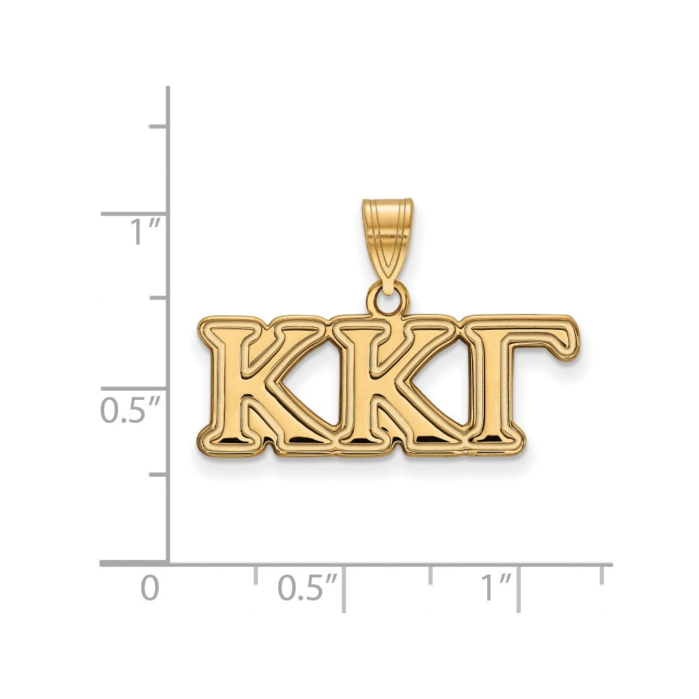 Sterling Silver Gold-plated LogoArt Kappa Kappa Gamma Sorority Greek Letters Medium Pendant
