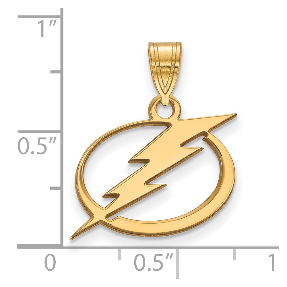 Sterling Silver Gold-plated NHL LogoArt Tampa Bay Lightning Medium Pendant
