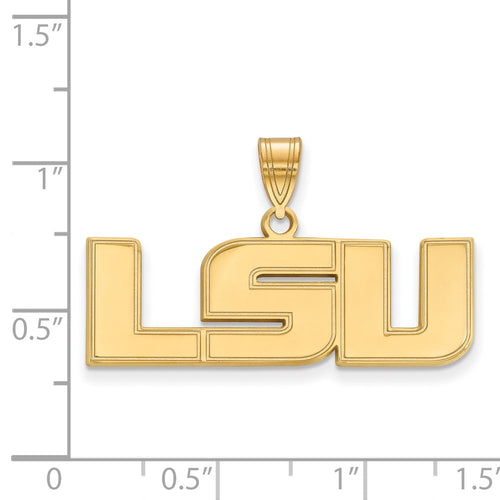 10k Gold LogoArt Louisiana State University L-S-U Medium Pendant