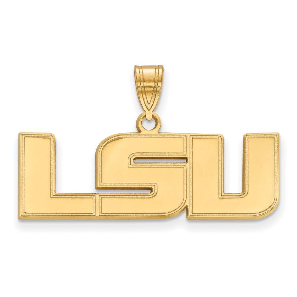Sterling Silver Gold-plated LogoArt Louisiana State University L-S-U Medium Pendant