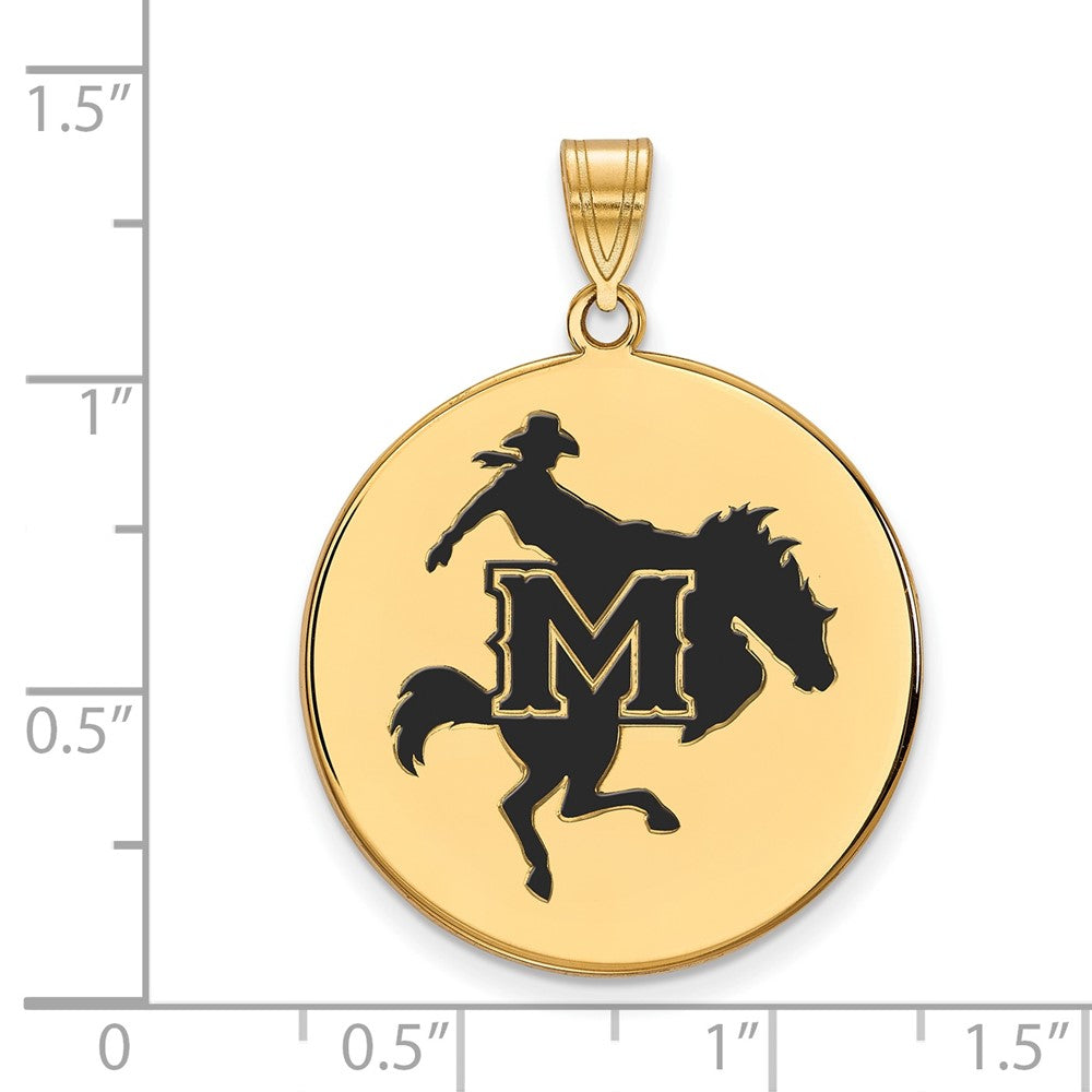 Sterling Silver Gold-plated LogoArt McNeese State University Extra Large Enameled Disc Pendant