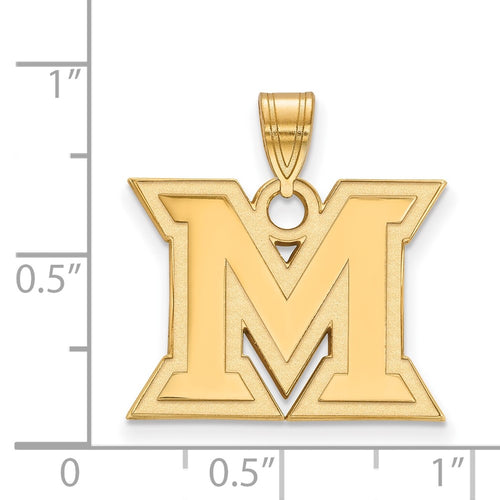 10k Gold LogoArt Miami University Ohio Letter M Medium Pendant
