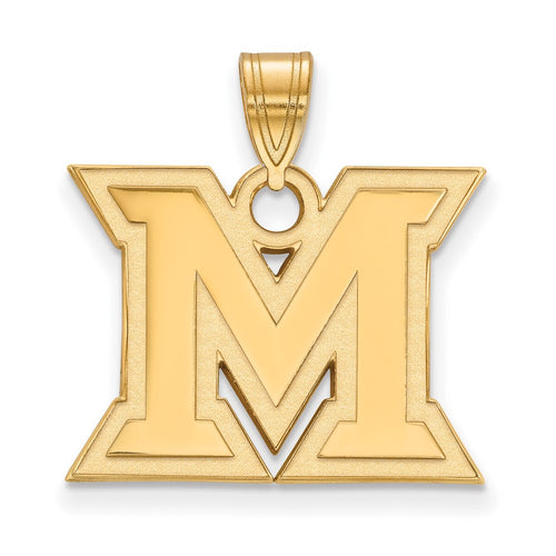 10k Gold LogoArt Miami University Ohio Letter M Medium Pendant