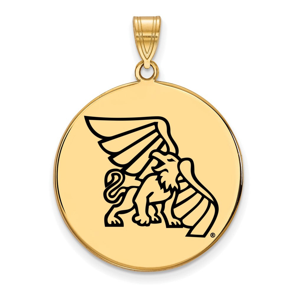 Sterling Silver Gold-plated LogoArt Missouri Western State University Griffon Extra Large Enameled Disc Pendant