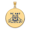 Sterling Silver Gold-plated LogoArt North Carolina A and T Aggies Extra Large Enameled Disc Pendant