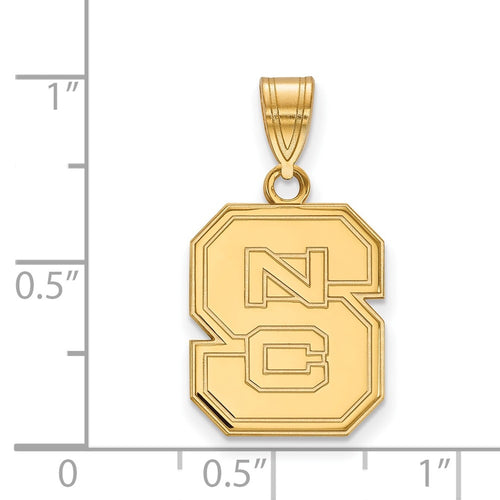 10k Gold LogoArt North Carolina State University N-C-S Medium Pendant