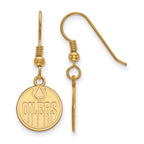 Sterling Silver Gold-plated NHL LogoArt Edmonton Oilers Small Dangle Wire Earrings
