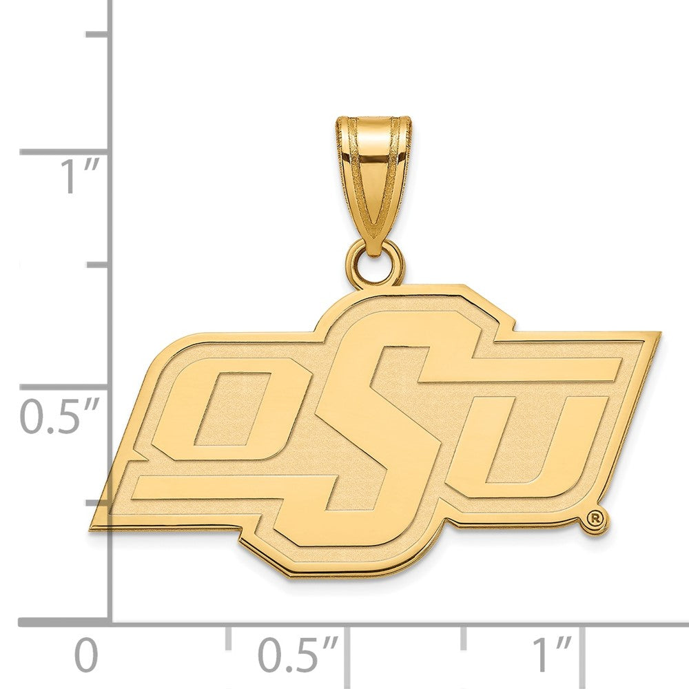 Sterling Silver Gold-plated LogoArt Oklahoma State University O-S-U Medium Pendant