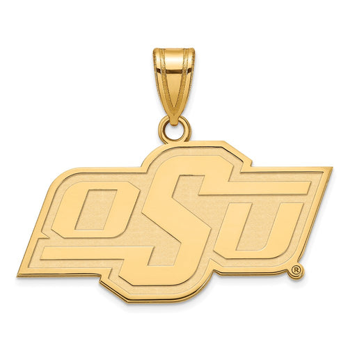 10k Gold LogoArt Oklahoma State University O-S-U Medium Pendant