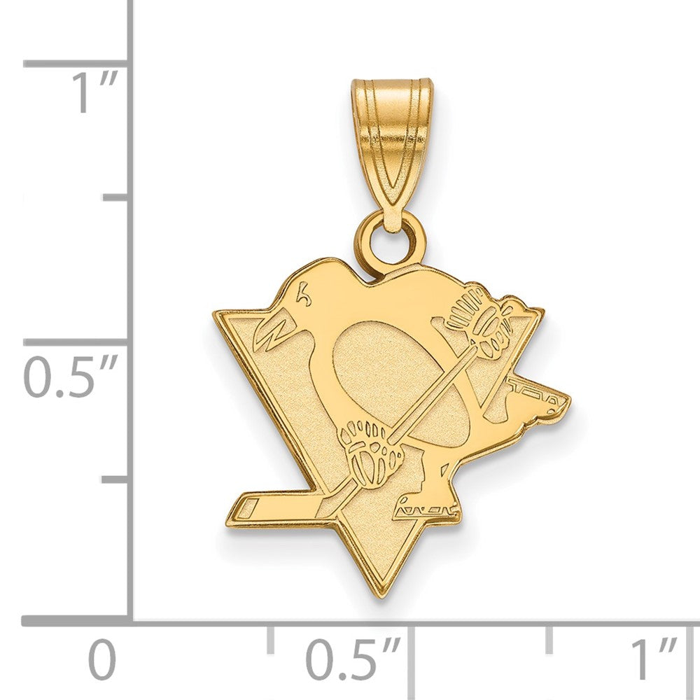 Sterling Silver Gold-plated NHL LogoArt Pittsburgh Penguins Medium Pendant