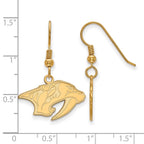Sterling Silver Gold-plated NHL LogoArt Nashville Predators Small Dangle Earrings
