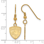 Sterling Silver Gold-plated NHL LogoArt Florida Panthers Small Dangle Wire Earrings
