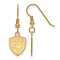 Sterling Silver Gold-plated NHL LogoArt Florida Panthers Small Dangle Wire Earrings