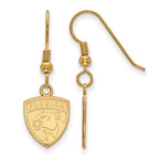 Sterling Silver Gold-plated NHL LogoArt Florida Panthers Small Dangle Wire Earrings