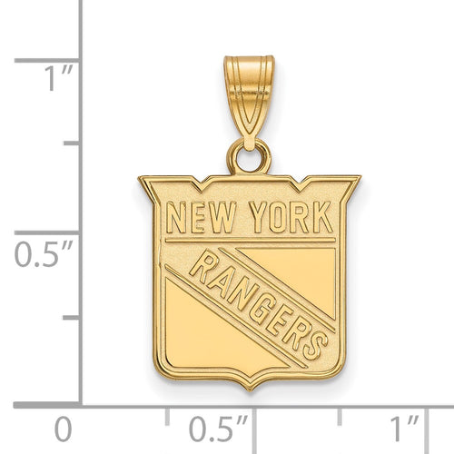 10k Gold NHL LogoArt New York Rangers Medium Pendant