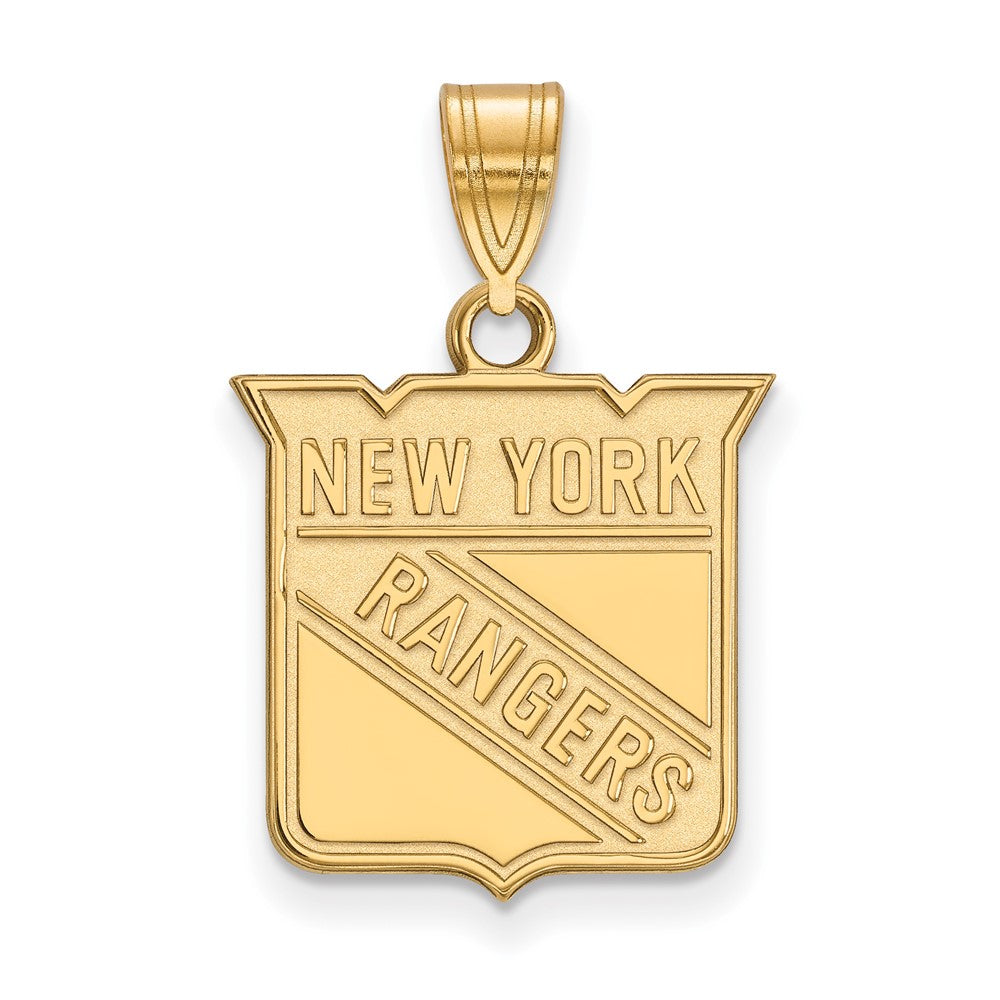 Sterling Silver Gold-plated NHL LogoArt New York Rangers Medium Pendant