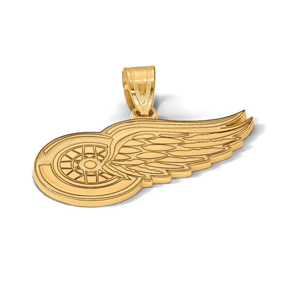 Sterling Silver Gold-plated NHL LogoArt Detroit Red Wings Medium Pendant