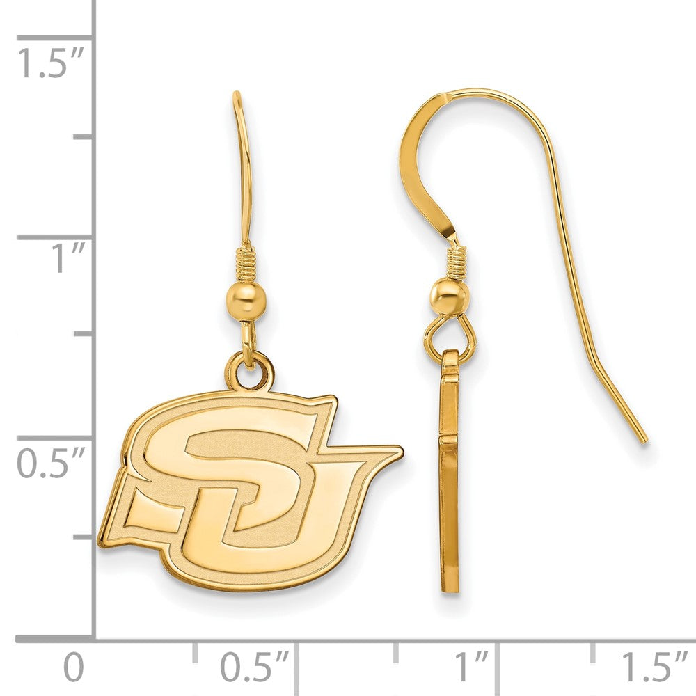Sterling Silver Gold-plated LogoArt Southern University Jaguars Small Dangle Wire Earrings