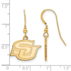 Sterling Silver Gold-plated LogoArt Southern University Jaguars Small Dangle Wire Earrings