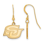 Sterling Silver Gold-plated LogoArt Southern University Jaguars Small Dangle Wire Earrings