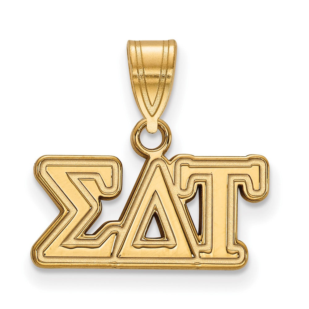 Sterling Silver Gold-plated LogoArt Sigma Delta Tau Sorority Greek Letters Medium Pendant
