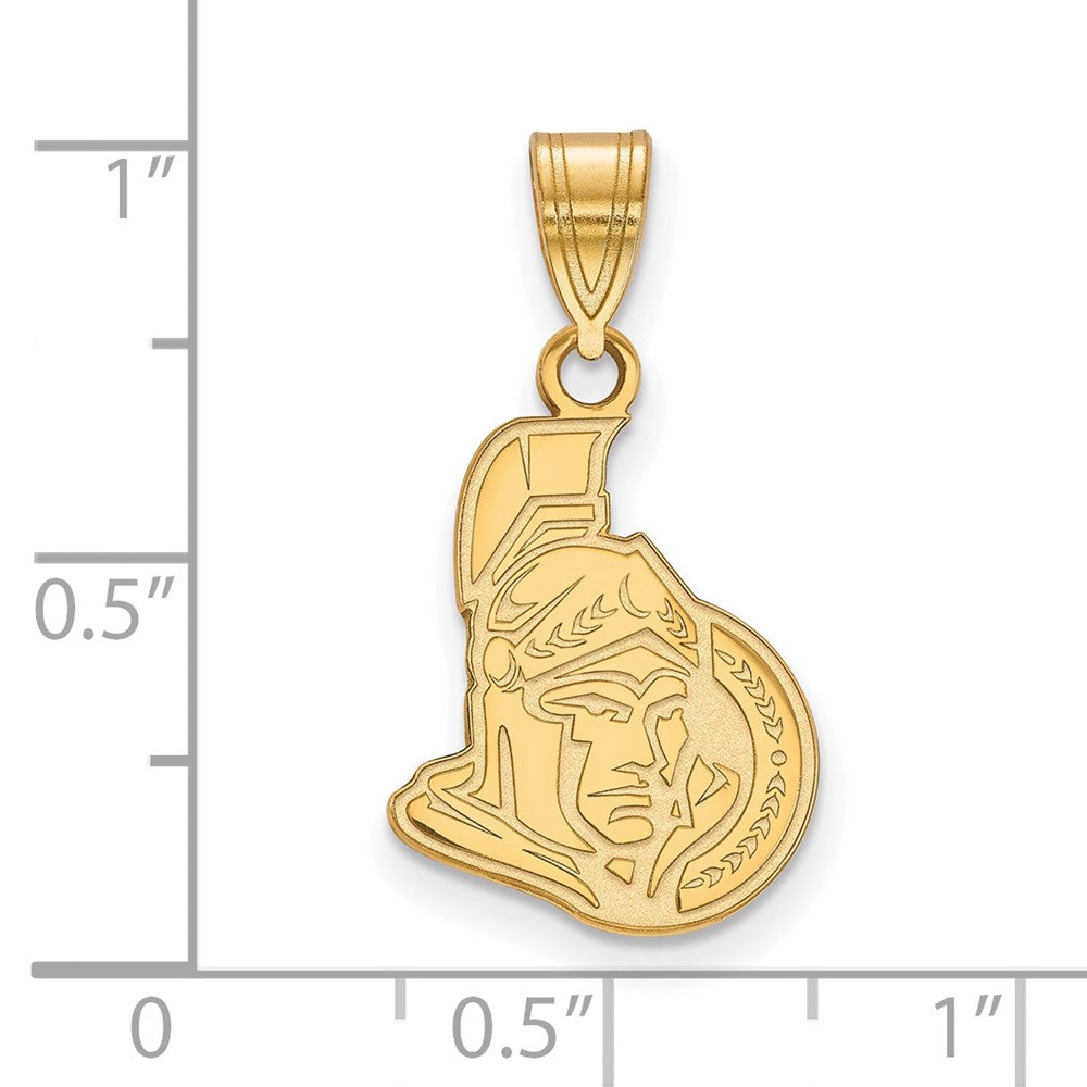 Sterling Silver Gold-plated NHL LogoArt Ottawa Senators Medium Pendant