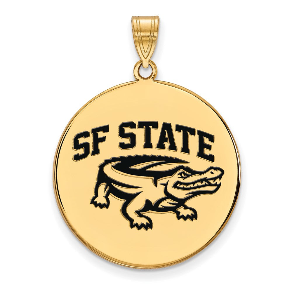 Sterling Silver Gold-plated LogoArt San Francisco State University Extra Large Enameled Disc Pendant