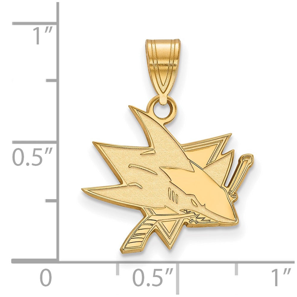 Sterling Silver Gold-plated NHL LogoArt San Jose Sharks Medium Pendant